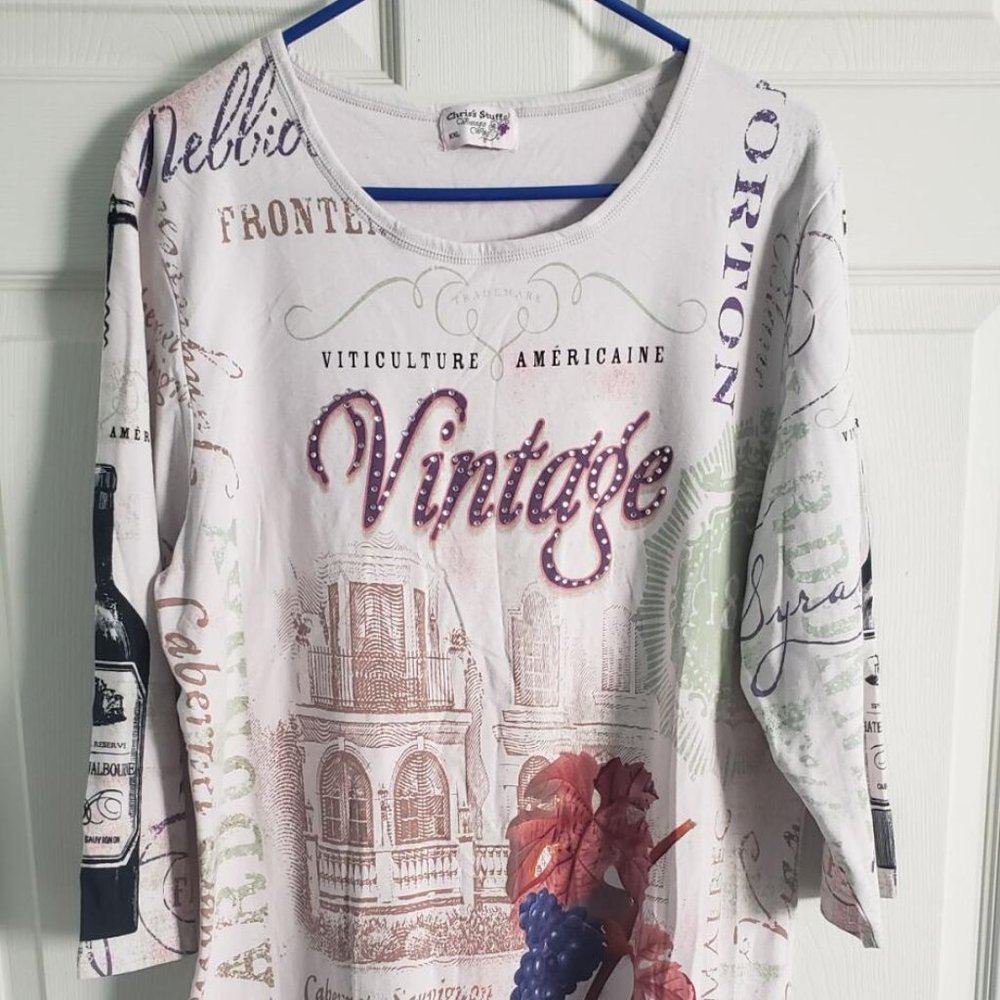 Chris's Stuff Women's Viticulture Americaine 3/4 Sleeve size XXL